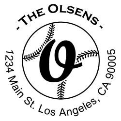 Outline baseball Script Round Letter O Monogram Stamp Sample